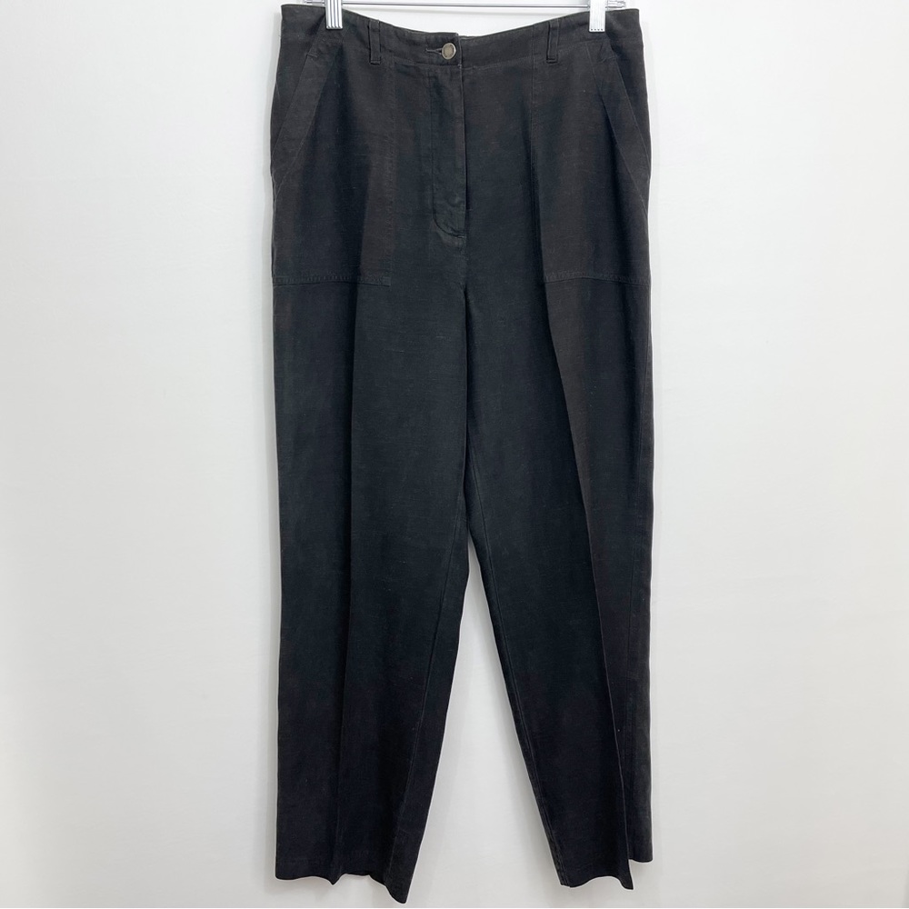 Fitigues Black Silk Linen Blend Pants - Picture 2 of 8